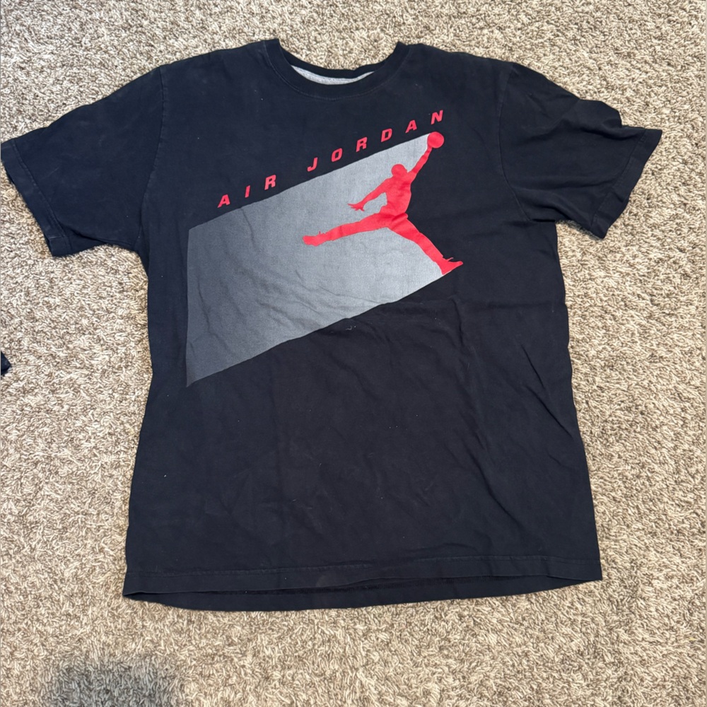Jordan Kids Black Tee with Red Logo